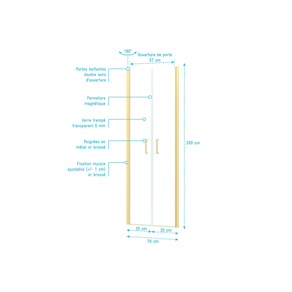 Aurlane Douchegevel Sedan Goud 70x200