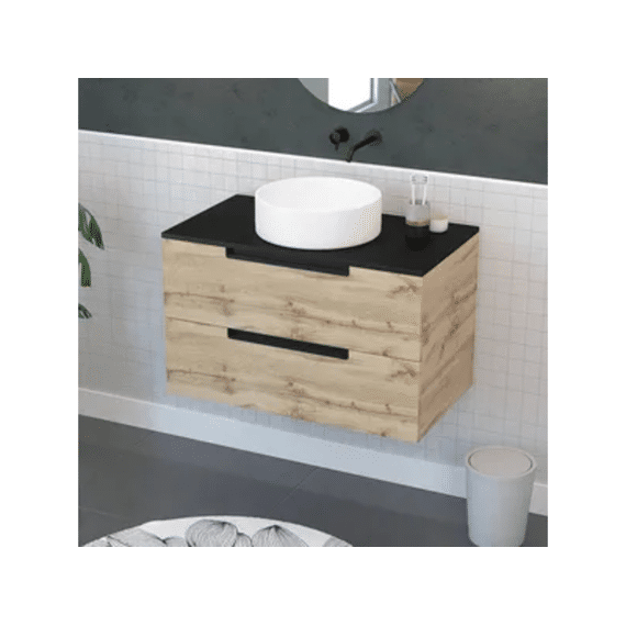 Aurlane Badkamermeubel Loft 80 Hout 2 Lades (aanrechtwastafel Niet Inbegrepen)