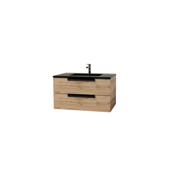 Aurlane Badkamermeubel Loft 60 Hout 2 Lades (inclusief Ingebouwde Wastafel)