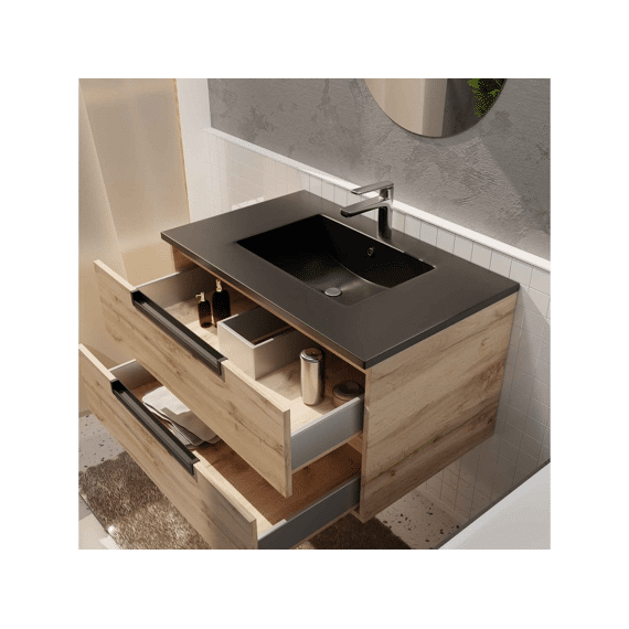 Aurlane Badkamermeubel Loft 80 Hout 2 Lades (inclusief Ingebouwde Wastafel)