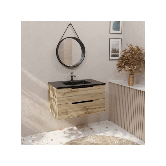 Aurlane Badkamermeubel Loft 80 Hout 2 Lades (inclusief Ingebouwde Wastafel)