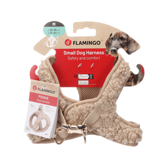 Flamingo  Hond Harnas Step&go Pookie Beige M  30-35cm 41-44cm