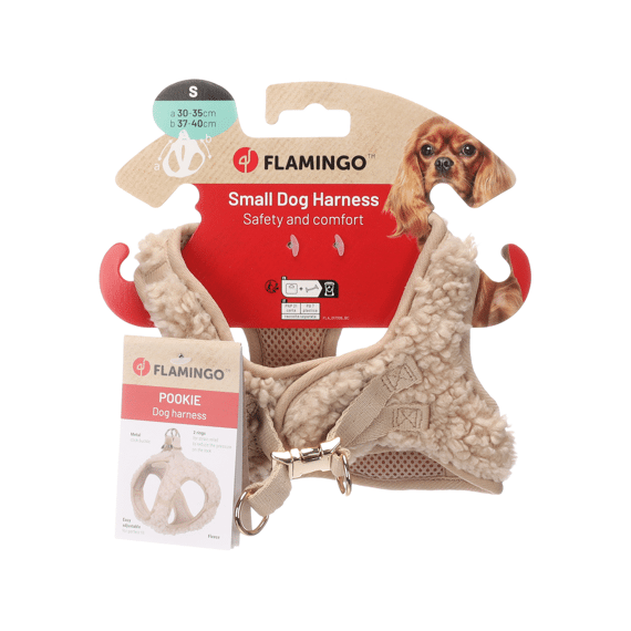 Flamingo  Hond Harnas Step&go Pookie Beige S  30-35cm 37-40cm