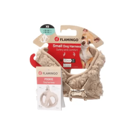 Flamingo  Hond Harnas Step&go Pookie Beige  Xs 28-30cm 30-32cm
