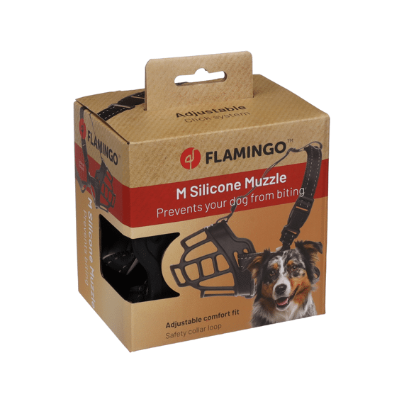 Flamingo  Muilband Benzo Zwart M Nek  40,5-59cm / Neus 4x7cm