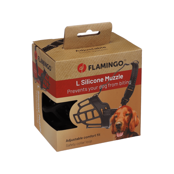 Flamingo  Muilband Benzo Zwart L Nek  45,5-66cm / Neus 4,5x8,5cm