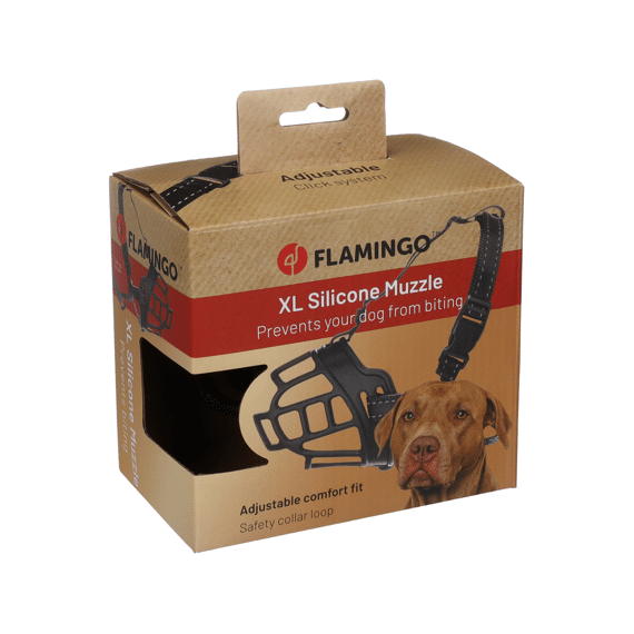 Flamingo  Muilband Benzo Zwart Xl Nek  48-69cm / Neus 5,5x10,5cm