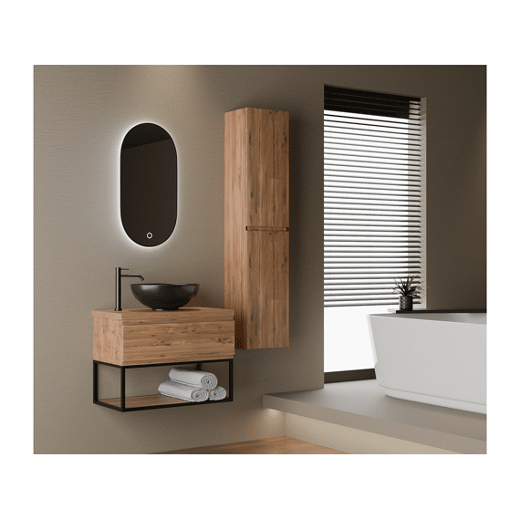 Style Onderkast 80x45x50 Cm 1x Lade Met Frame Mat Zwart - Honing Eiken