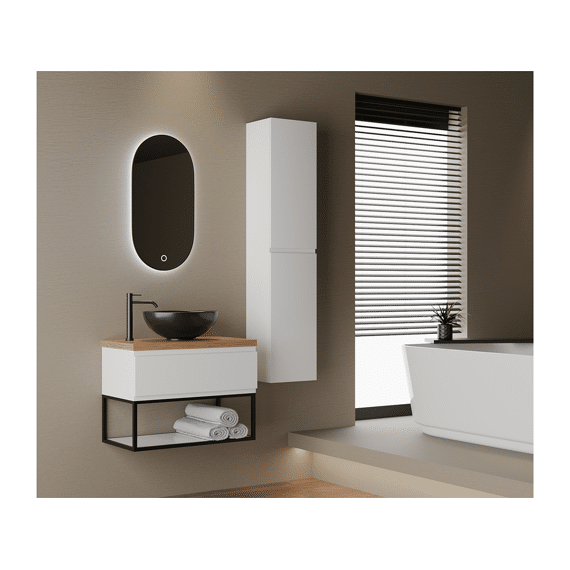 Style Onderkast 80x45x50 Cm 1x Lade Met Frame Mat Zwart - Mat Wit