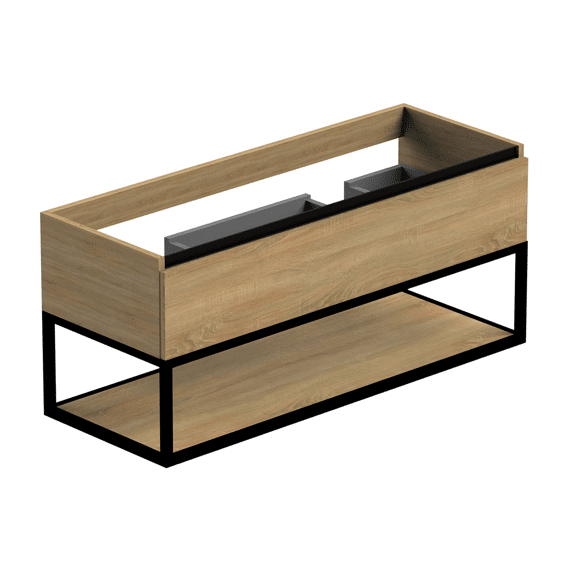 Style Onderkast 120x45x50 Cm 1x Lade Met Frame Mat Zwart - Honing Eiken