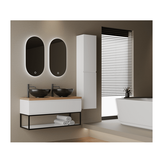 Style Onderkast 120x45x50 Cm 1x Lade Met Frame Mat Zwart - Mat Wit