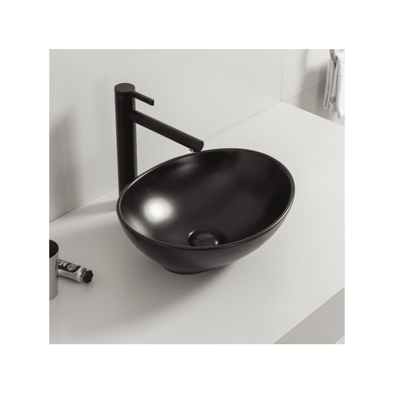 Barco Waskom Ovaal 40 X 33 X 14,5 Cm Keramiek Mat Zwart
