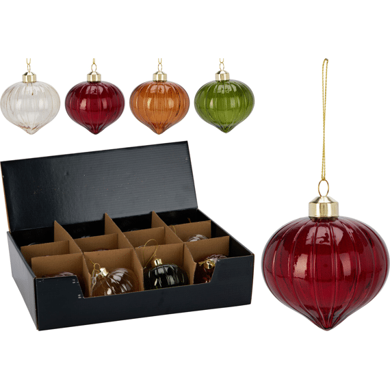 Kerstbal Ui Glas 8cm 4 Assortiment Prijs Per Stuk
