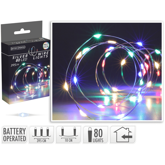 Zilverdraad 80led Multi Color
