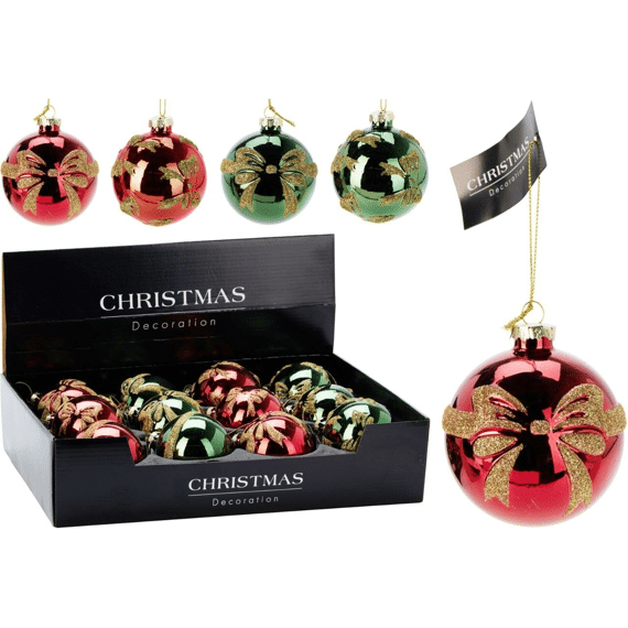 Kerstbal Glas 80mm Strik Per Kleur/Per Stuk