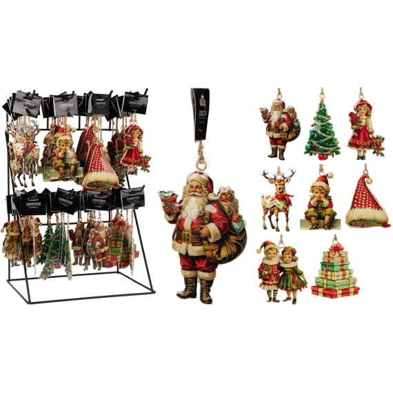 Hanger Kerst Retro 10cm Assortiment