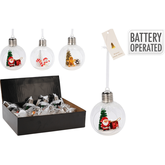 Kerstbal Led 80mm Assortiment