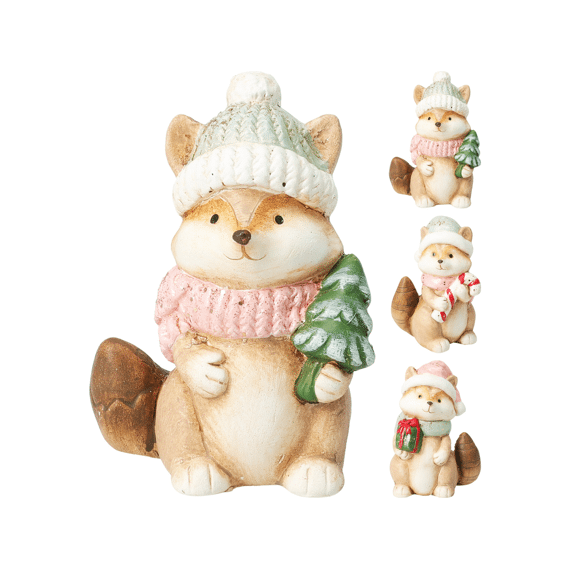 Kerst Vos Staand 10cm Assortiment