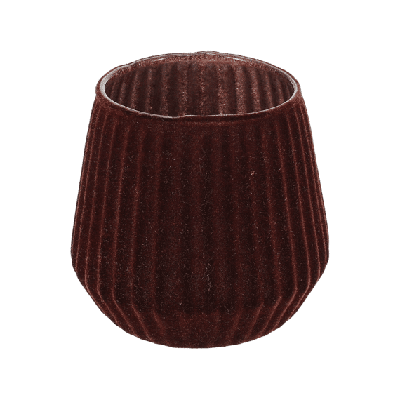 Theelichthouder 9cm Glas Bruin