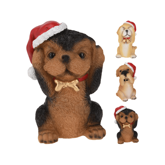 Hond Met Kerstmuts 9x7x13cm Assortiment