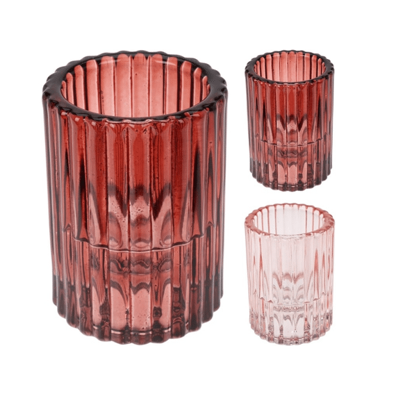 Kandelaar Glas 5x8cm Assortiment