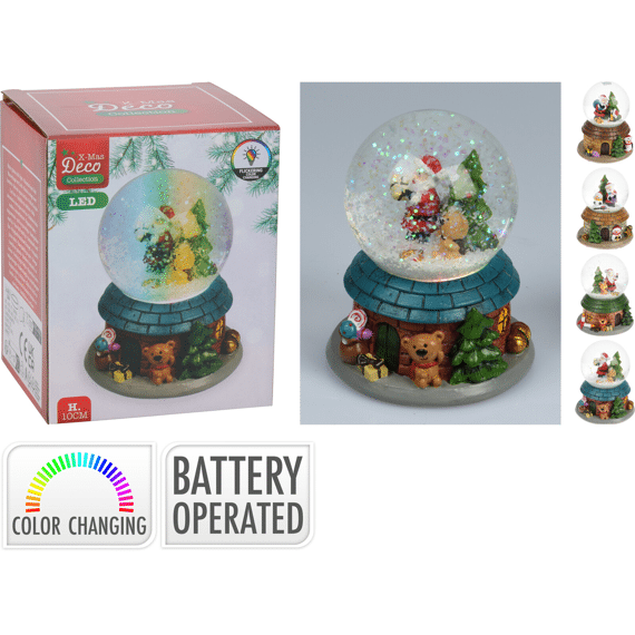 Waterbal Met Kerstman Led 65mm Assortiment