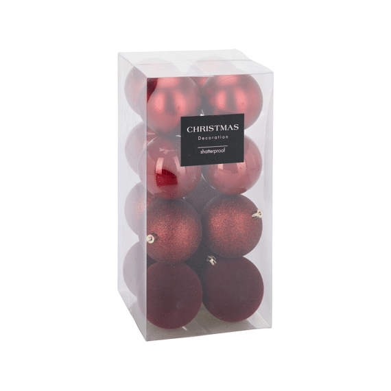 Kerstbal 8cm Set Van 16 Rood