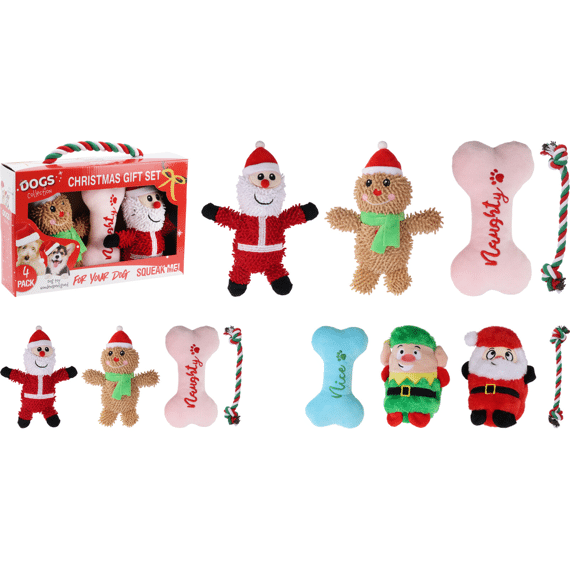 Hondenspeelgoed Kerst Set 4sts Assortiment
