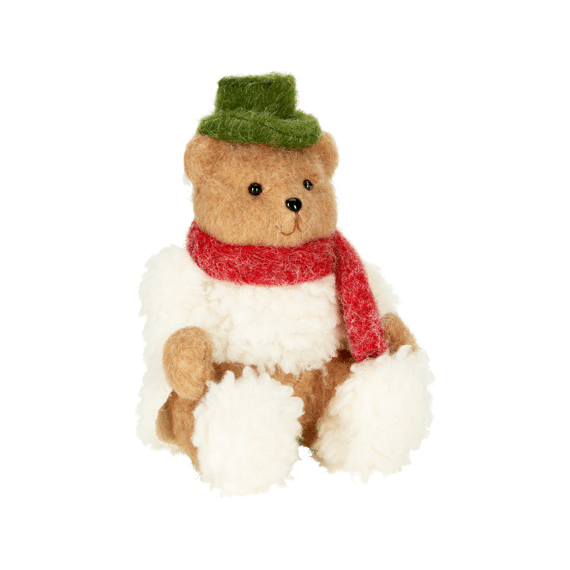 Kerstdeco Beer Zittend 17x15x24cm