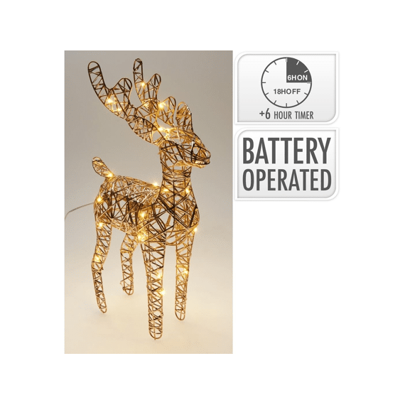 Reindeer 37cm Met Led Champagn