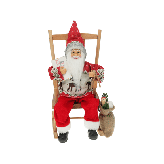 Kerstman in schommelstoel 35cm