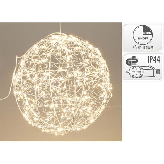 Bal Met Led Zilver Metaal 25cm
