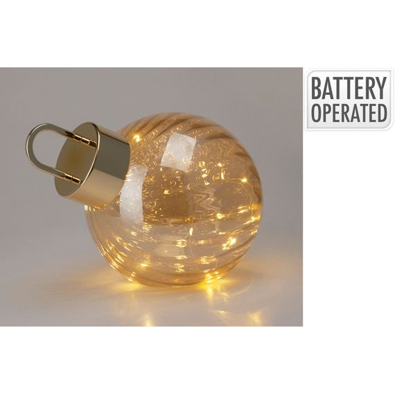 Kerstbal Met Led 20cm Amber