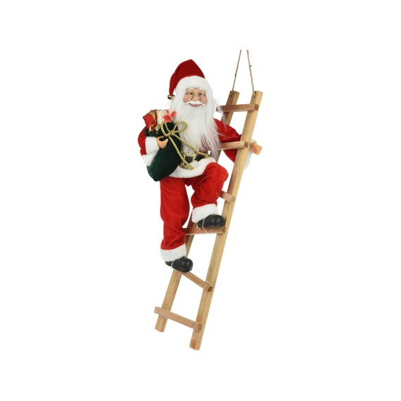 Kerstman Op Trap Staand Rood