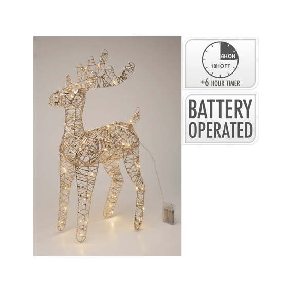 Reindeer 60cm Met Led Champagn