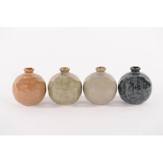 Ambiance Dautomne - Vaasje Soliflor Keramiek Mix 4 Kleuren - Ø10xh10,8cm