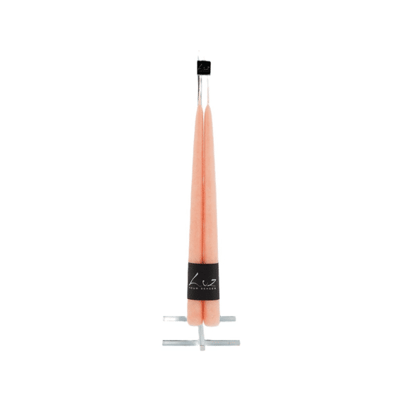 Luz Your Senses Velours - Koppel Tafelkaarsen  - Peach Nougat - Ø2,2xl30cm
