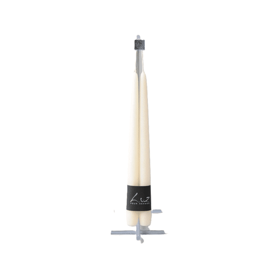 Luz Your Senses Velours - Koppel Tafelkaarsen  - Aspergewit - Ø2,2xl30cm
