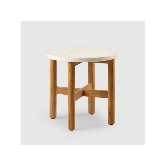 Callisto Preston Bijzettafel Teak-terazzo Top 50x50xh50cm