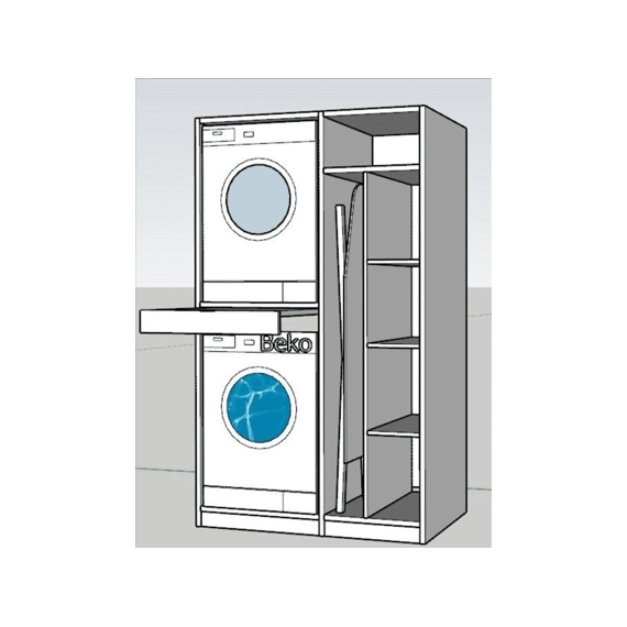 Lift Up Was/droogmachinekast D Met Zijkast En Deur Br 1175xh2010x650