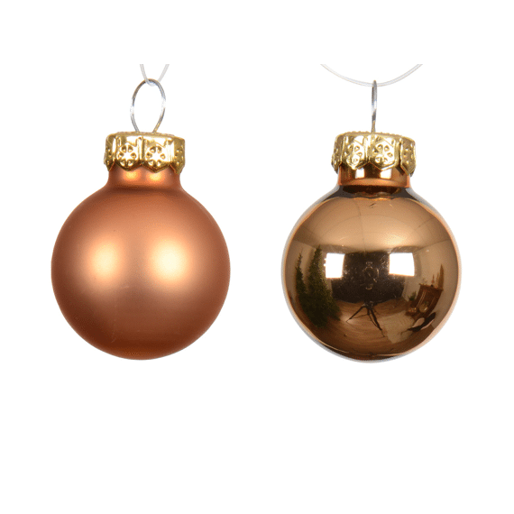 Decoris Kerstballen Set Glas Mix 2,5cm Brandy 24 stuks