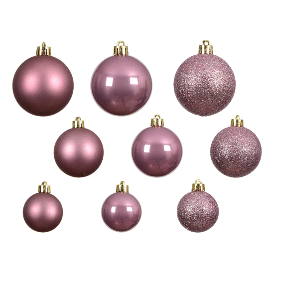 Decoris Kerstballen Set Polystyreen Mix 6cm Vintage Roze