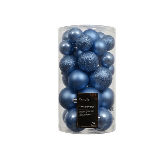 Decoris Kerstballen Set Polystyreen Mix 6cm Sky Blue 30 stuks