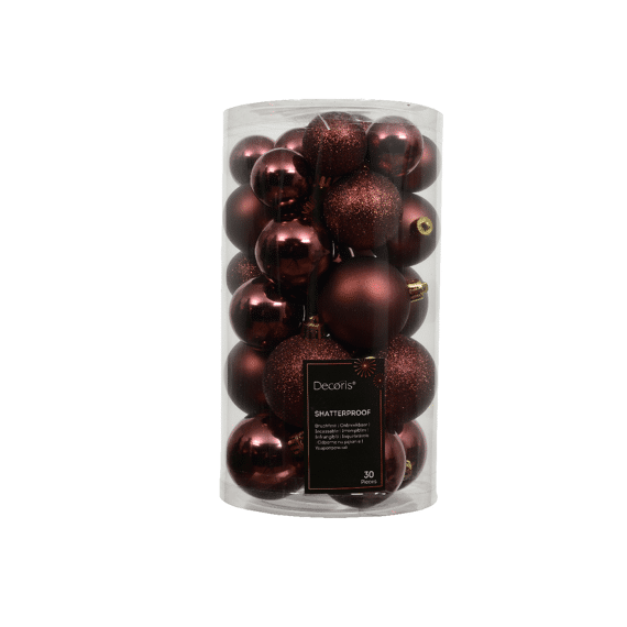 Decoris Kerstballen Set Polystyreen Mix 6cm Maroon 30 stuks