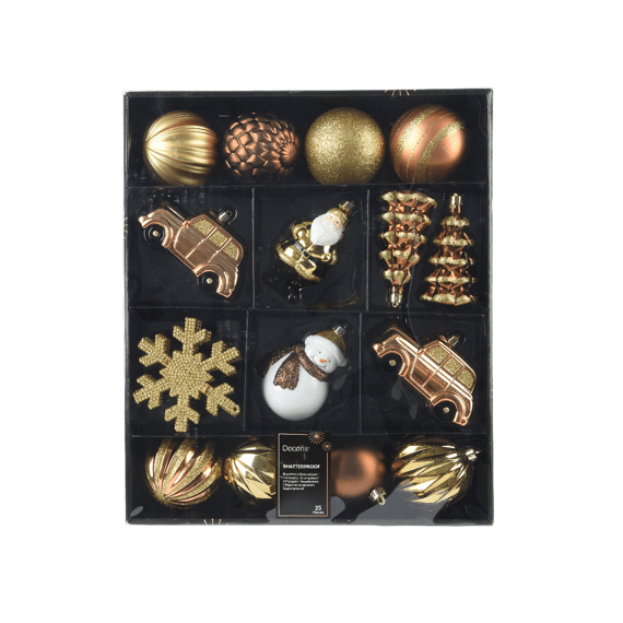 Decoris Kersthangers in Mix Box Polystyreen Bruin