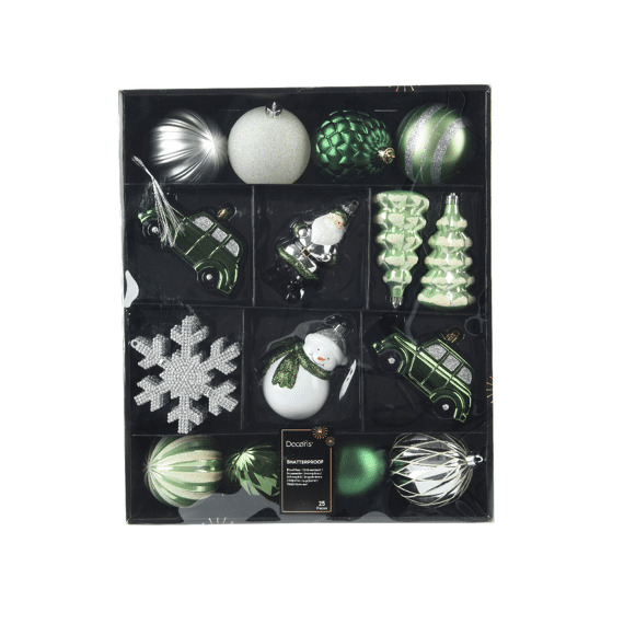 Decoris Kersthangers in Mix Box Polystyreen Groen