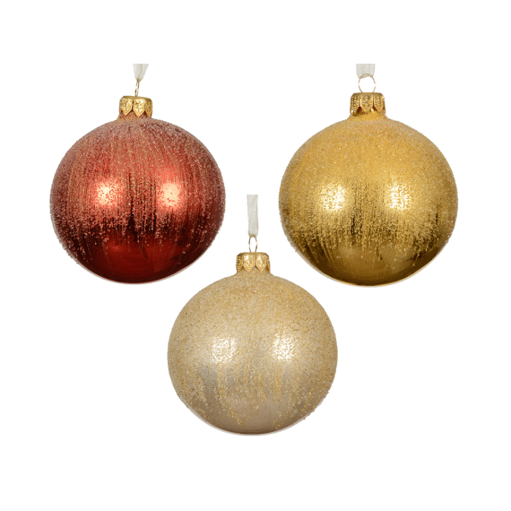 Decoris Kerstbal Glas Dia 8cm  Assortiment/3 Prijs Per Stuk