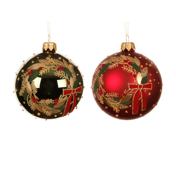 Decoris Kerstbal Glas 8cm Assortiment/2 Prijs Per Stuk
