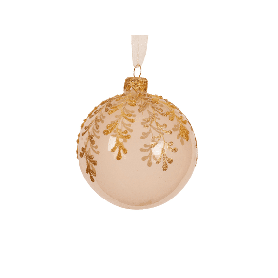 Decoris Kerstbal Glas 8cm met Parels