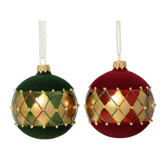 Decoris Kerstbal Glas 8cm Assortiment/2 Prijs Per Stuk
